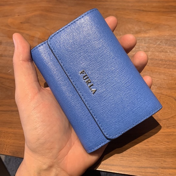 Furla Wallet Compact Zip Tri-Fold Women’s One Size‎ Blue Leather Small - Picture 1 of 10